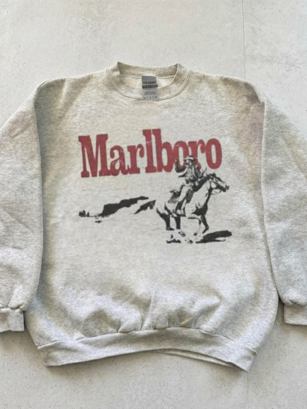 estern Cowboy Graphic Crewneck – Grey Rodeo Style Sweatshirt